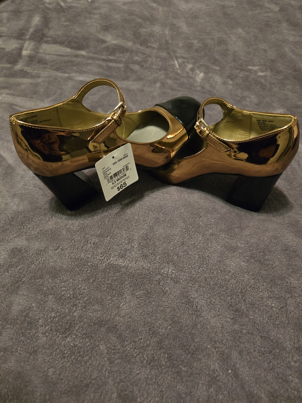 NWT Worthington Metallic Gold Mary Jane Block Heel Pumps - Women